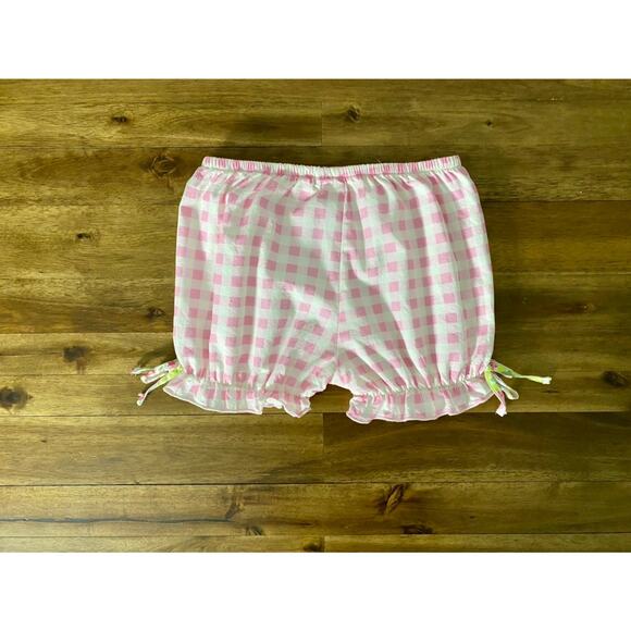 NWT SweetHoney Sleeveless Playsuit Set Summer Blooms Pink Green Gingham Shorts - Picture 7 of 10